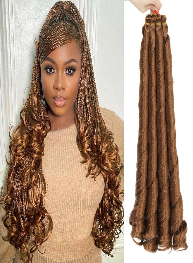 Yuriait French Curl Braiding Hair Dark Brown 24 Inch Loose Wave Spiral Crochet Hair for Women Pre Stretched with Curly Ends for Box braids Boho Twist Bouncy Curls Extensions (24in, 4packs, 30#) - Image 1